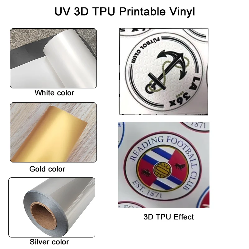 3D TPU UV Printing Film 0.5MM Gold Iron  Sublimation Heat Transfer DTF Vinyl PU Printable Film for Clothing