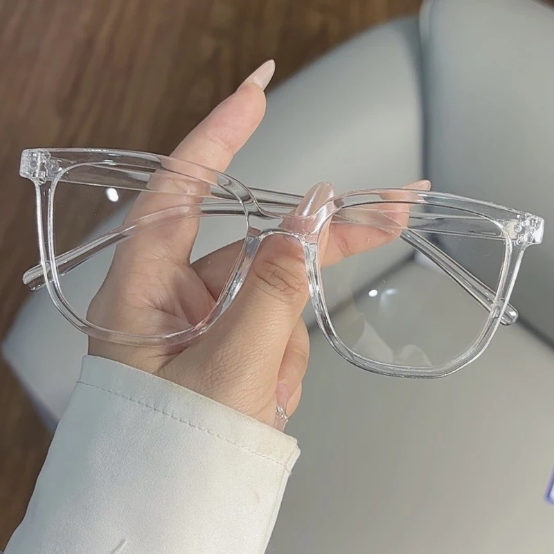 Fahrerbrille, Anti-Blaulicht-Brille für Damen mit regulärem Brillengestell, fertige Retro-Brille mit flachem Lichtrahmen, Unisex