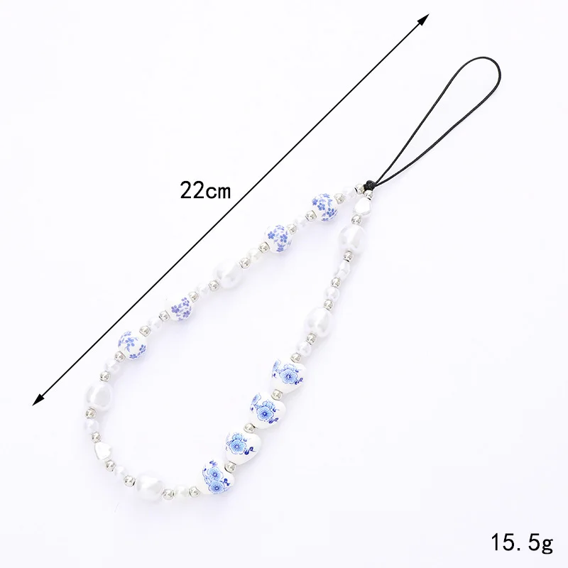 Fashion Pearl Print Heart Star Bead Mobile Phone Chain for Women Creative Tree of Life Pendant Charm Cellphone Case Hanging Rope