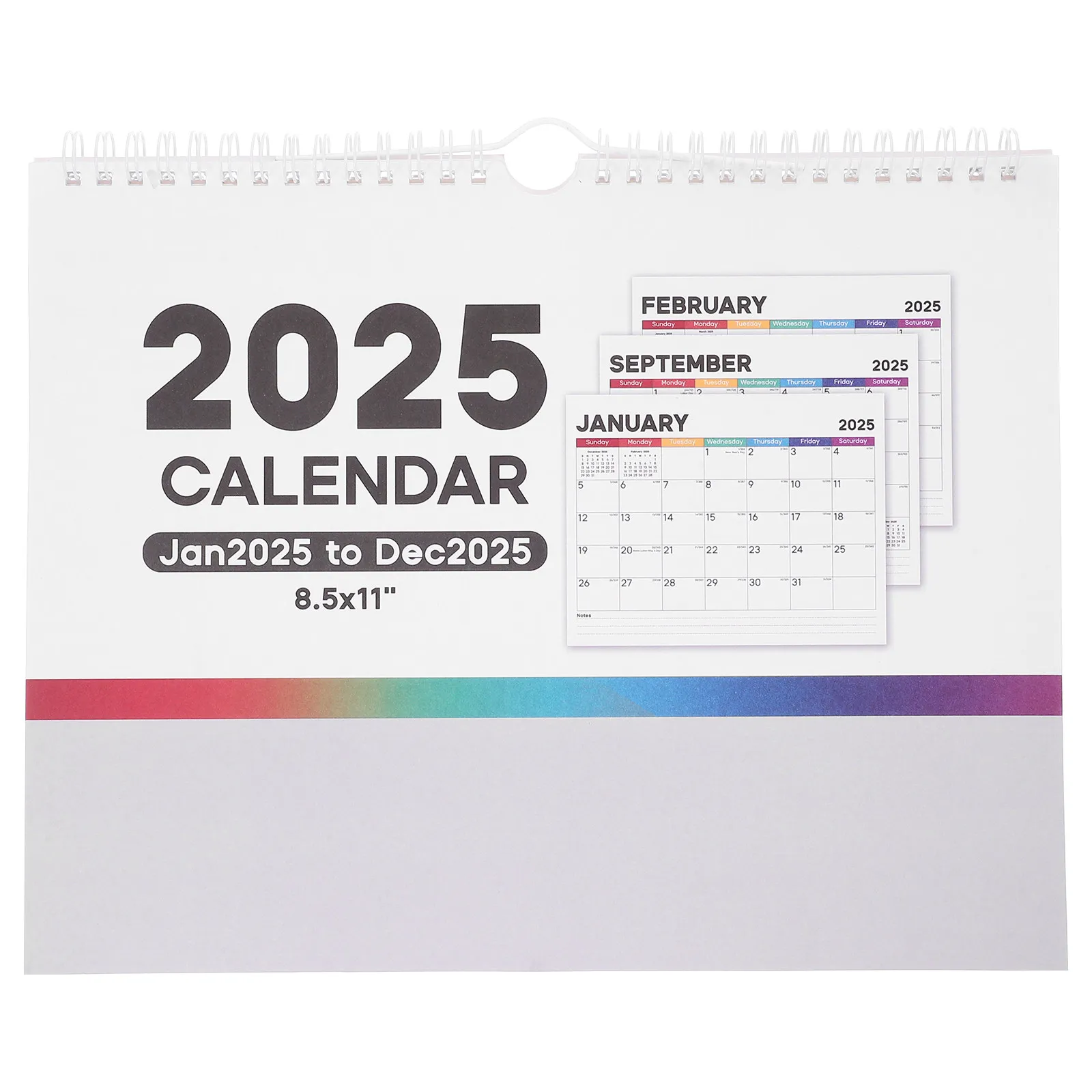 

2025 English Wall Calendar Fade Resistant Clear Printing Coil Design for Home Office School Daily Planning Decorative Hanging