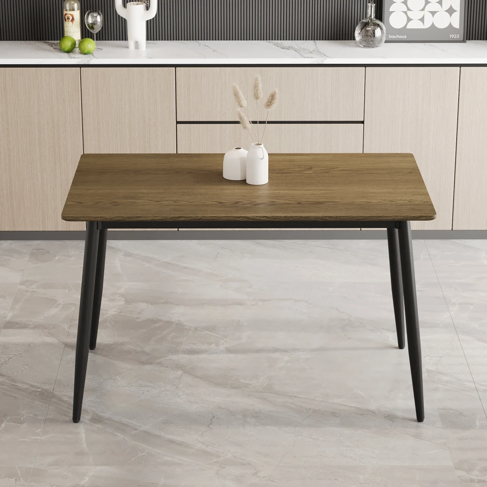 

Modern minimalist wood grain table top dining table, stylish dining table, kitchen dining table, sturdy and durable