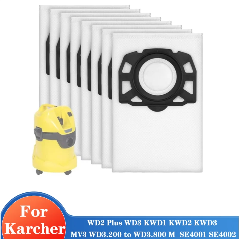 Dust Bag Kit Compatible with Karcher WD2 Plus, WD 3, KWD 1, KWD 2, MV 3, SE 4001, SE 4002 Robot Wet & Dry Vacuum Cleaner
