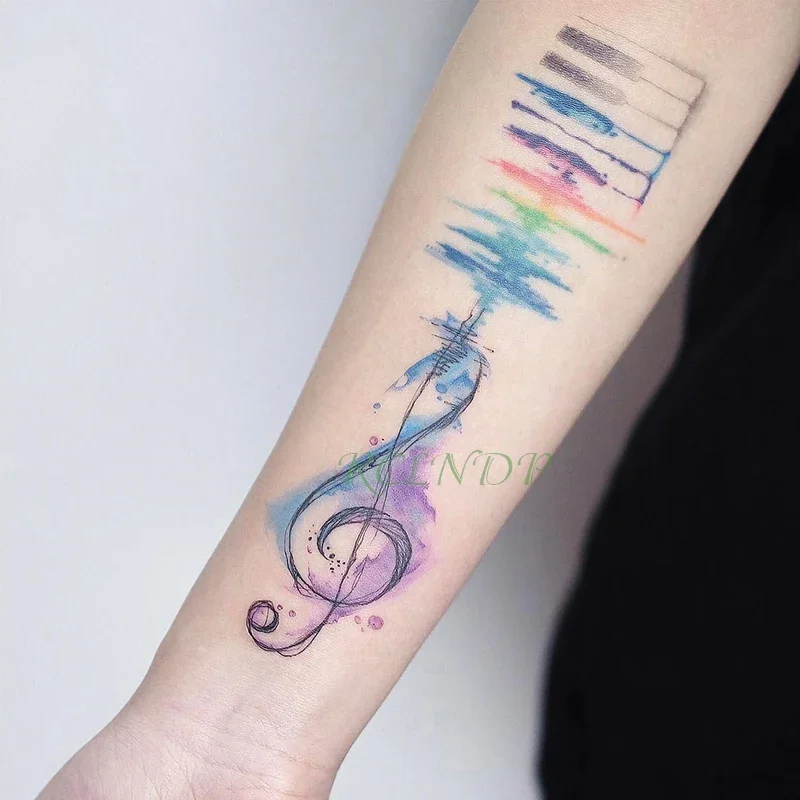 Waterproof Temporary Tattoo Sticker watercolor Music Note tatto stickers flash tatoo fake tatouage art hand foot for girl women