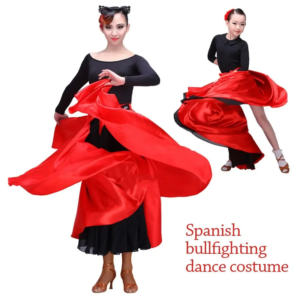 Jupe châle de Flamenco espagnole lisse en Polyester, grande balançoire, robe de carnaval, Costumes de danse du ventre de fête