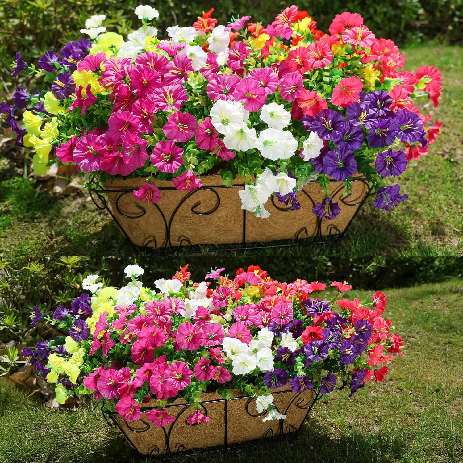 5/10 Stück violette künstliche Blumen, 35 cm, künstliche Blumen für Zuhause, Raumdekoration, Garten, Hochzeitsdekoration, Blumenkorb für den Außenbereich – Detail 3