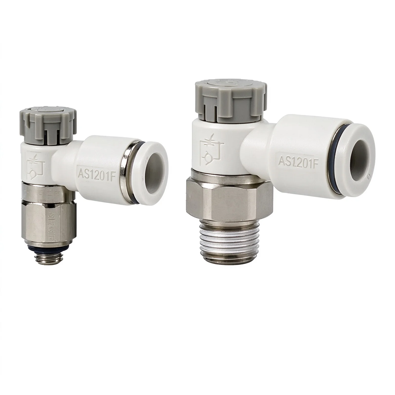 AS2201F-01-08 Pneumatic Elbow Speed Control Valve 1/8 Thread 8mm Tube One Touch Fitting Air Cylinder Throttle Regulator