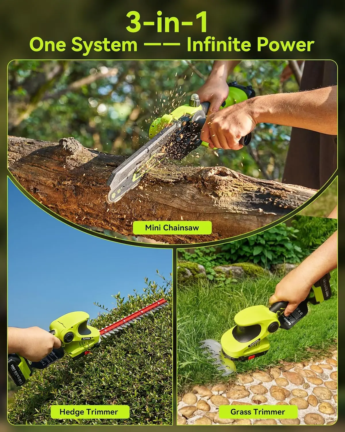 3-in-1 Cordless Chainsaw & Hedge Trimmer, 8