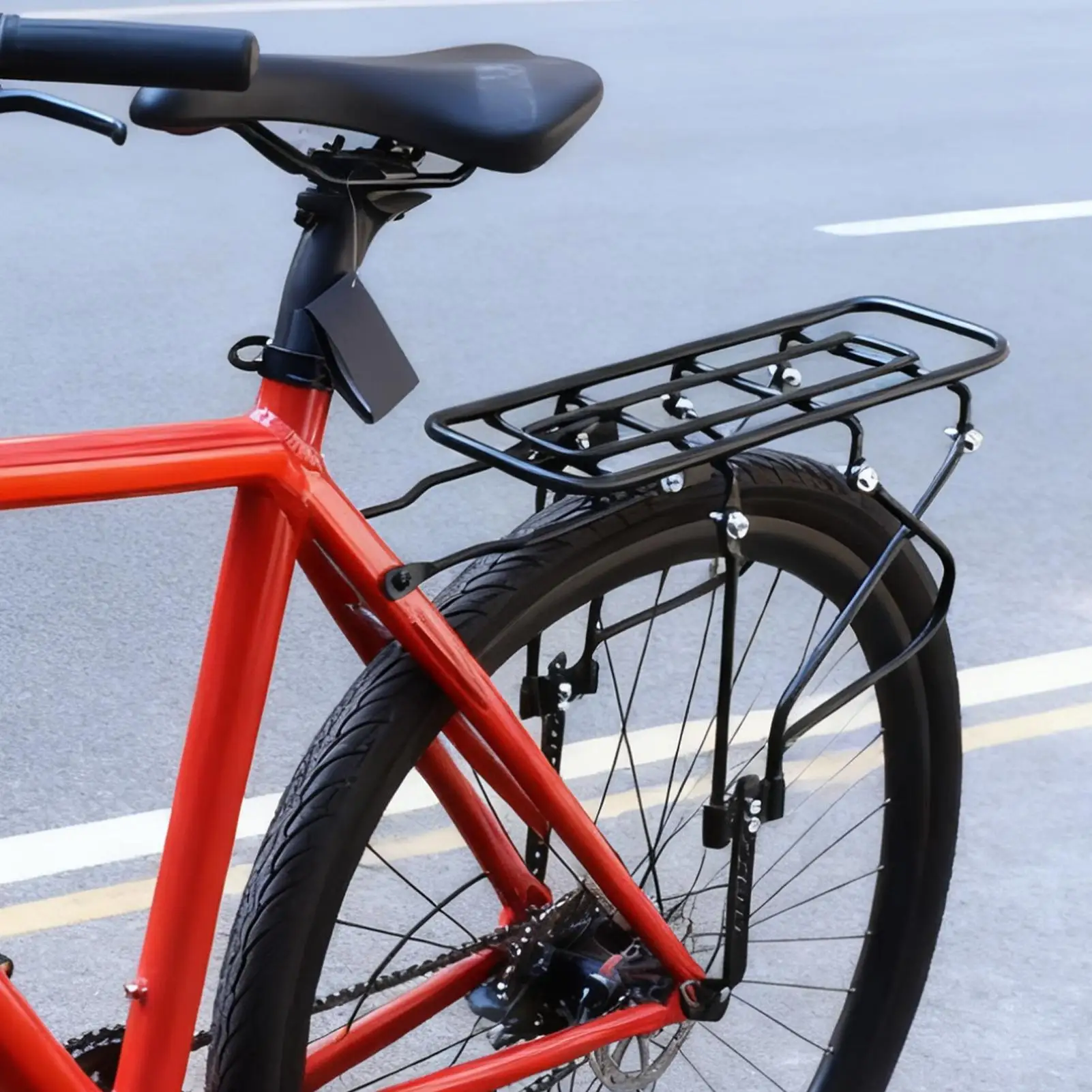 رف خلفي للدراجة بسعة 200 كجم، حامل أمتعة للدراجة من الفولاذ قابل للتعديل، لتوصيل العمل على الطرق #3