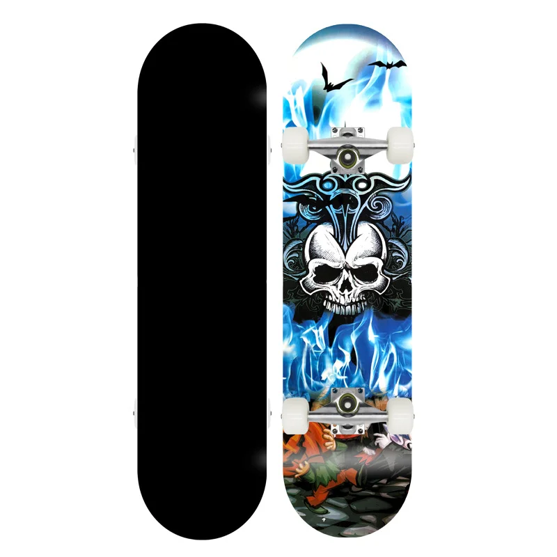 professional-maple-wood-skateboard-double-kick-tricks-street-skateboarding-80cm-aluminum-truck-pu-soft-wheels-complete-skateboar