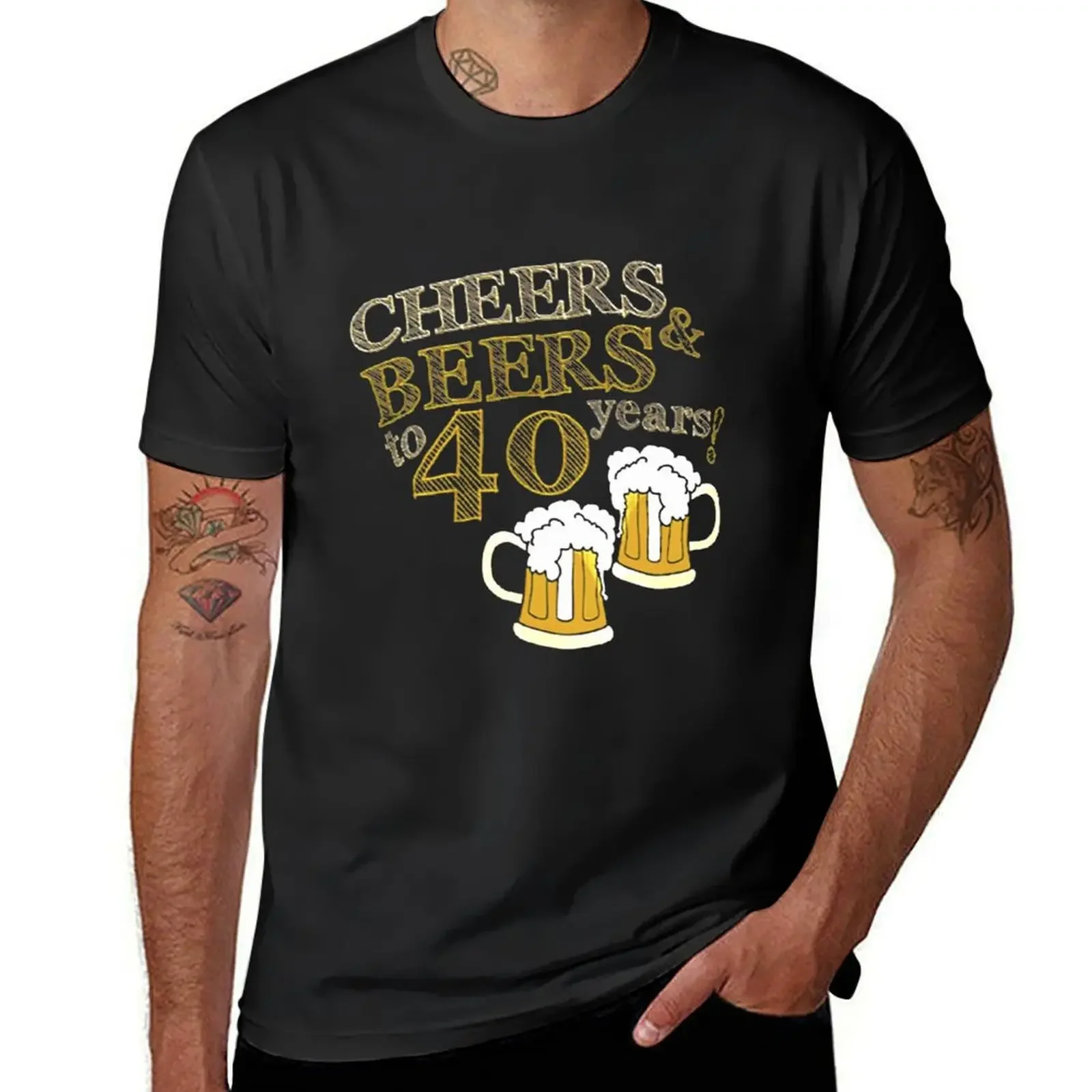 

CHEERS & BEERS to 40 years! Birthday TEE T-Shirt tees vintage graphic tee Luxury man black t-shirts for men