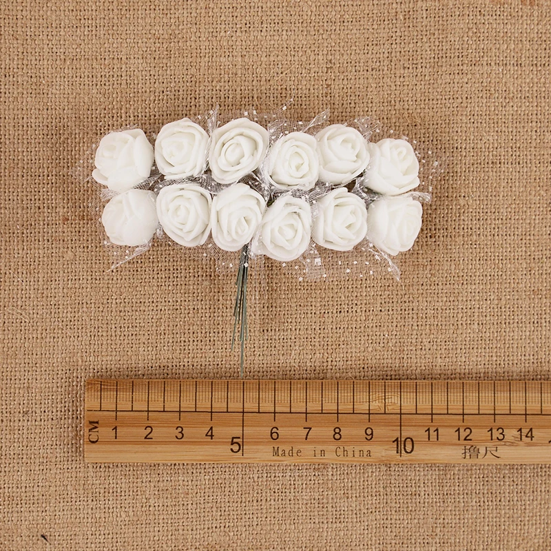 144pcs 2cm Mini Foam Rose Flower Heads Bouquet Wedding Home Decoration Scrapbooking DIY Wreath Gift Teddy Bear Artificial Flower