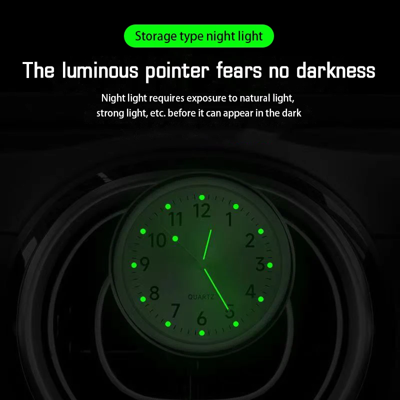 Mini Digital Watch Mechanics Quartz Clocks Auto Ornament Car Accessories Car Clock Luminous Automobiles Internal Stick-On