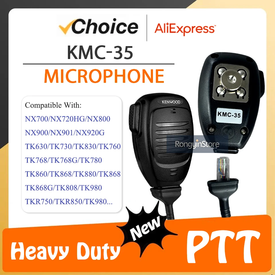 

KMC-35 Walkie-Talkie Microphone Mobile Radios 8 Pin Speaker Compatible with Kenwood NX700 NX800 NX-820 NX-920 TK8180 TK7180 PTT