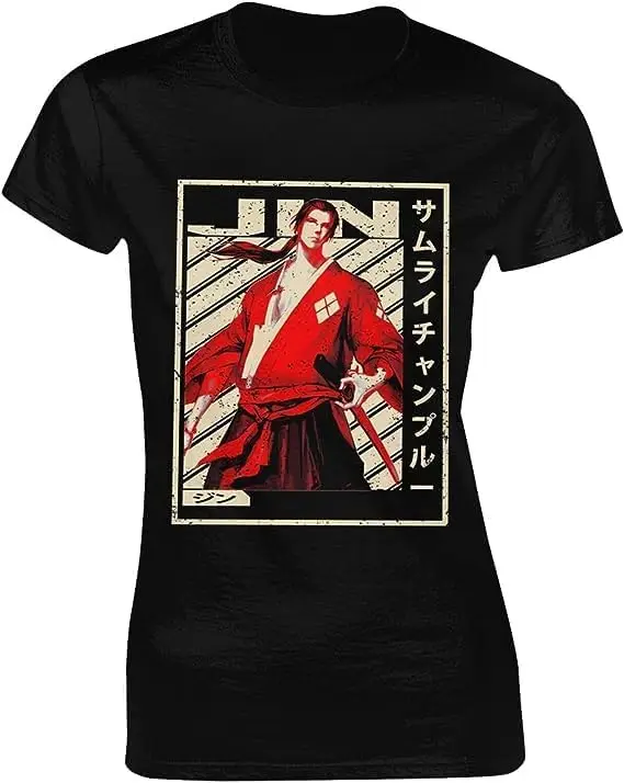 

Samurai Anime Champloo Shirt Women's Fashion Short Sleeve Cotton T Shirts Quick Dry Pattern Custom Tee Tops Black