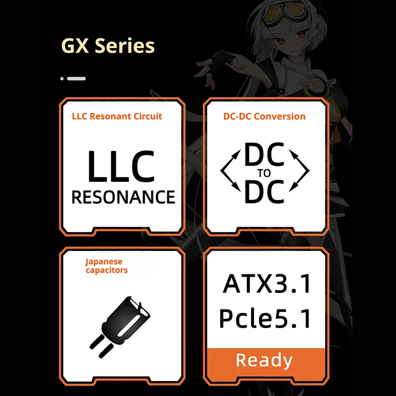 Power Train X-GAMERX GX 750W GX850W Power Supply 80 PLUS Gold Rated ATX3.1 Full Protection 120mm Super quiet FDB Fan