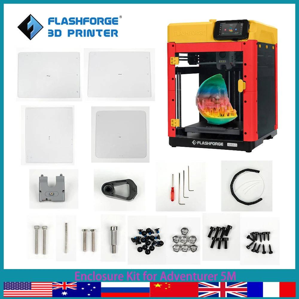 Zestaw paneli FLASHFORGE do zestawu części do drukarki 3D Adventurer 5M sprawia, że ​​drukowanie jest cichsze