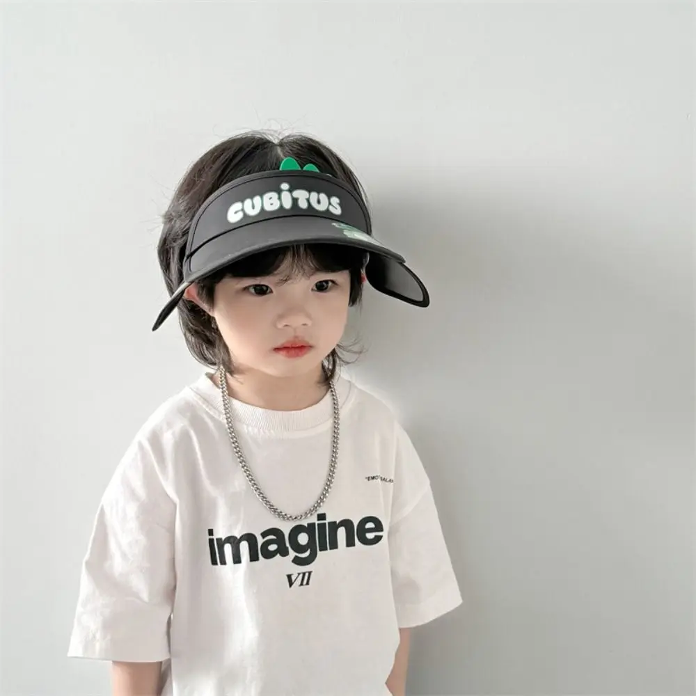 Portable Cute Baby Empty Top Hat Dinosaur Large Brim Children's Sun Hat Pull-out Plate Breathable Fisherman Hat Girls