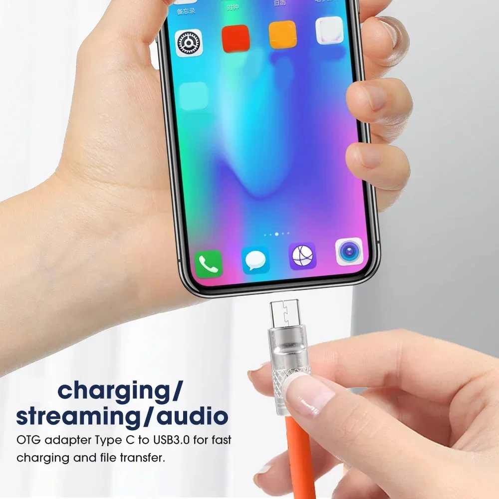 Cable USB tipo C de silicona líquida para móvil, cargador superrápido de 120W y 6A para Huawei, Samsung, Xiaomi y Google