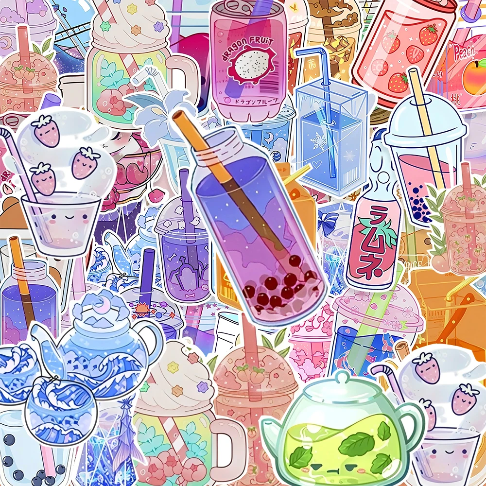 

10/30/50PCS Kawaii Ins Style Drink Cartoon Sticker Aesthetic Decoration Scrapbooking School Stationery Supplies for Kids