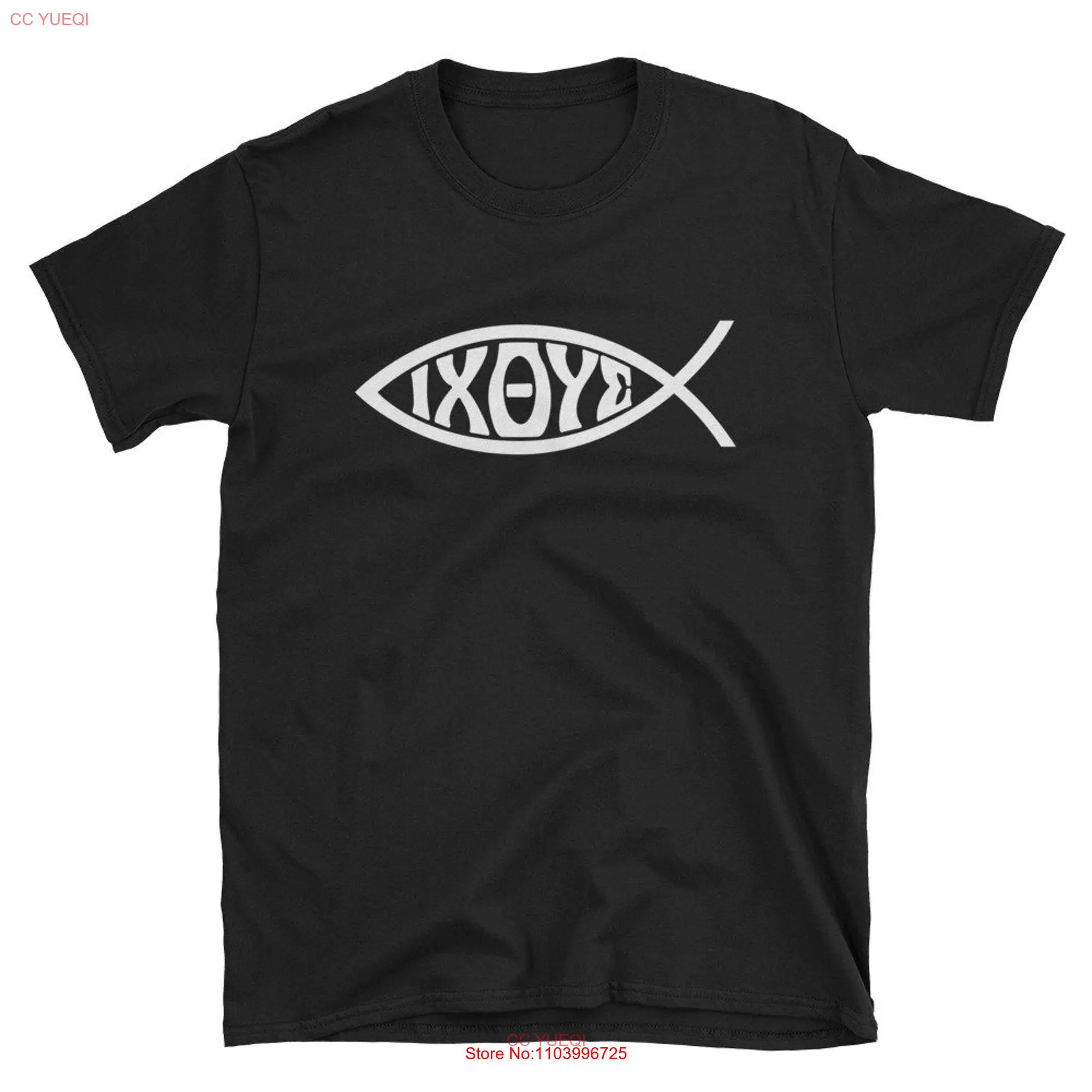 Ichthys or Ichtus IXOYE Christian Fish T Shirt long or short sleeves