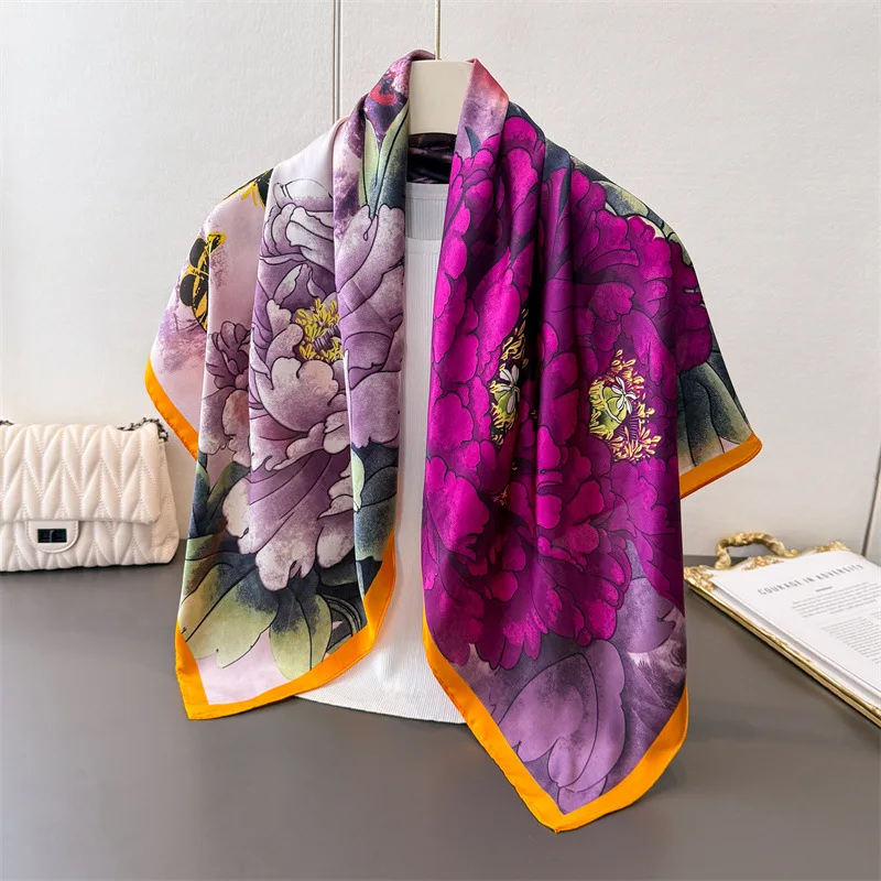 

Шелковые платки для женщин весна-лето, квадратный платок 90 см, повязка для волос, шейный платок, женский хиджаб, фуляр, бандана, шаль, накидка, эшарп, буфанда