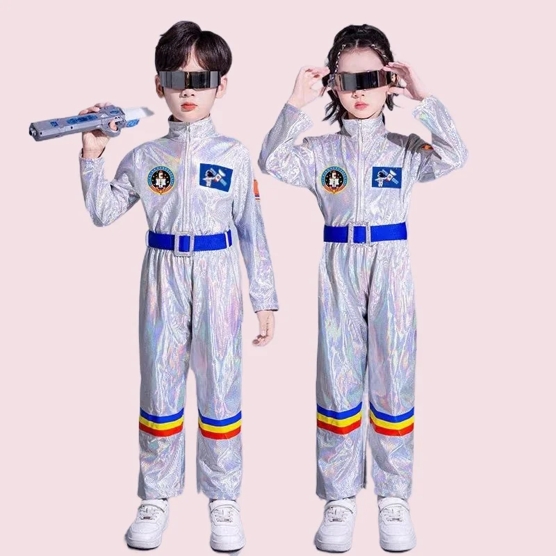 

Children's Tech-Sense Space Suit Aerospace Astronaut Performance Costume Sequin Eco-Friendly Fashion Show Outfit