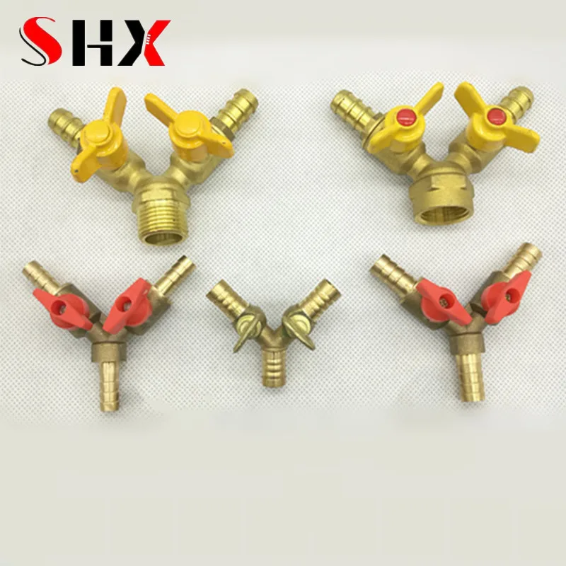 6 8 10 12Mm Slang Barb Y Type Drie 3 Way Messing Uitschakeling Kogelklep Pijp Connector adapter Voor Brandstof Gas Water Olie Lucht