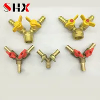 Espiga para manguera de 6, 8, 10, 12mm, tipo Y, tres, 3 vías, válvula de bola de cierre de latón, adaptador de conector de instalación de tubería para combustible, Gas, agua, aceite y aire