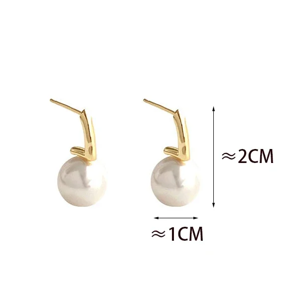 PONYKISS 925 Sterling Silver Minimalist Round Pearl Stud Earrings for Women Classic Fine Jewelry Light Luxury Accessories