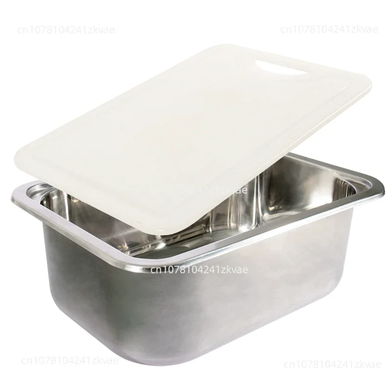 

Modified Small Square Sink 304 Stainless Steel with Lid Vegetable Washing and Hand Basin Cutting Board Space Saving