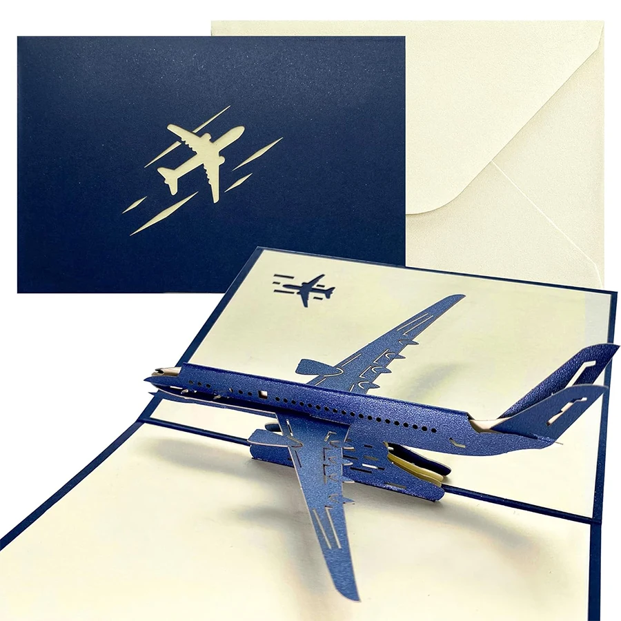 Überraschungs-3D-Pop-Up-Flugzeug-Grußkarte, kreativer Geburtstag, Abschluss, Reisen, Geschenk, Luftfahrt-Enthusiasten, Abenteuerliebhaber, JXB