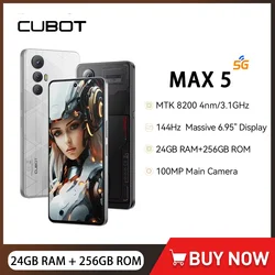 CUBOT MAX 5 ultracienkie smartfony 5G 6,95-calowy ekran Octa Core 12 GB + 256 GB Android 14 telefon komórkowy 5100 mAh bateria telefon do gier