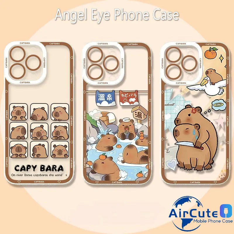 

For iPhone 17 Air 16E 16 15 14 13 12 11 Pro X XR XS Max 8 7 6 6S Plus SE 2020 Angel Eyes Clear Protect Camera Capybara Soft Case