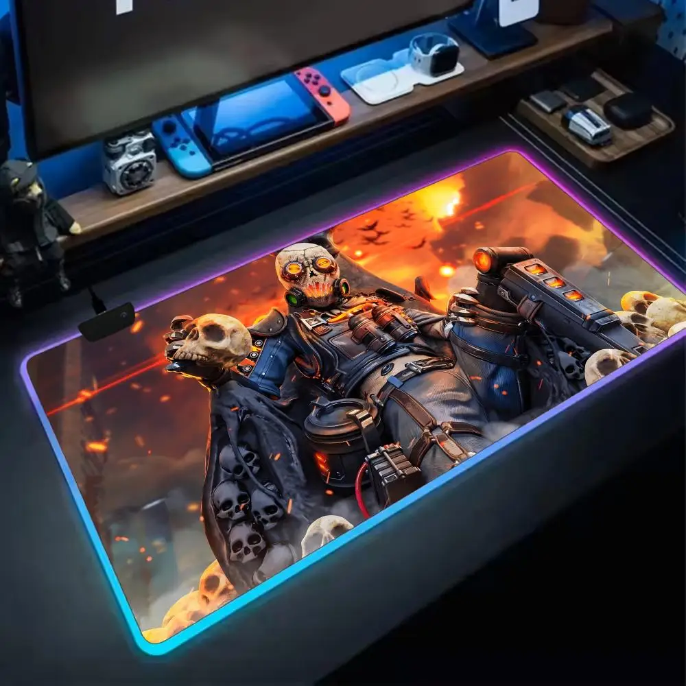 Cool A-Apexs  loog Mouse Pad Anime Gaming Mouse Pad LED Table Pads Backlit Rubber Desktop XXL Mousepad RGB Desk Mats