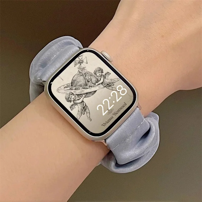 49mm 40mm 44mm Gauze Elastic Scrunchies Band For Apple Watch Ultra 8 7 SE 6 5 4 3 2 Strap For IWatch Serise 41mm 45mm 38mm 42mm