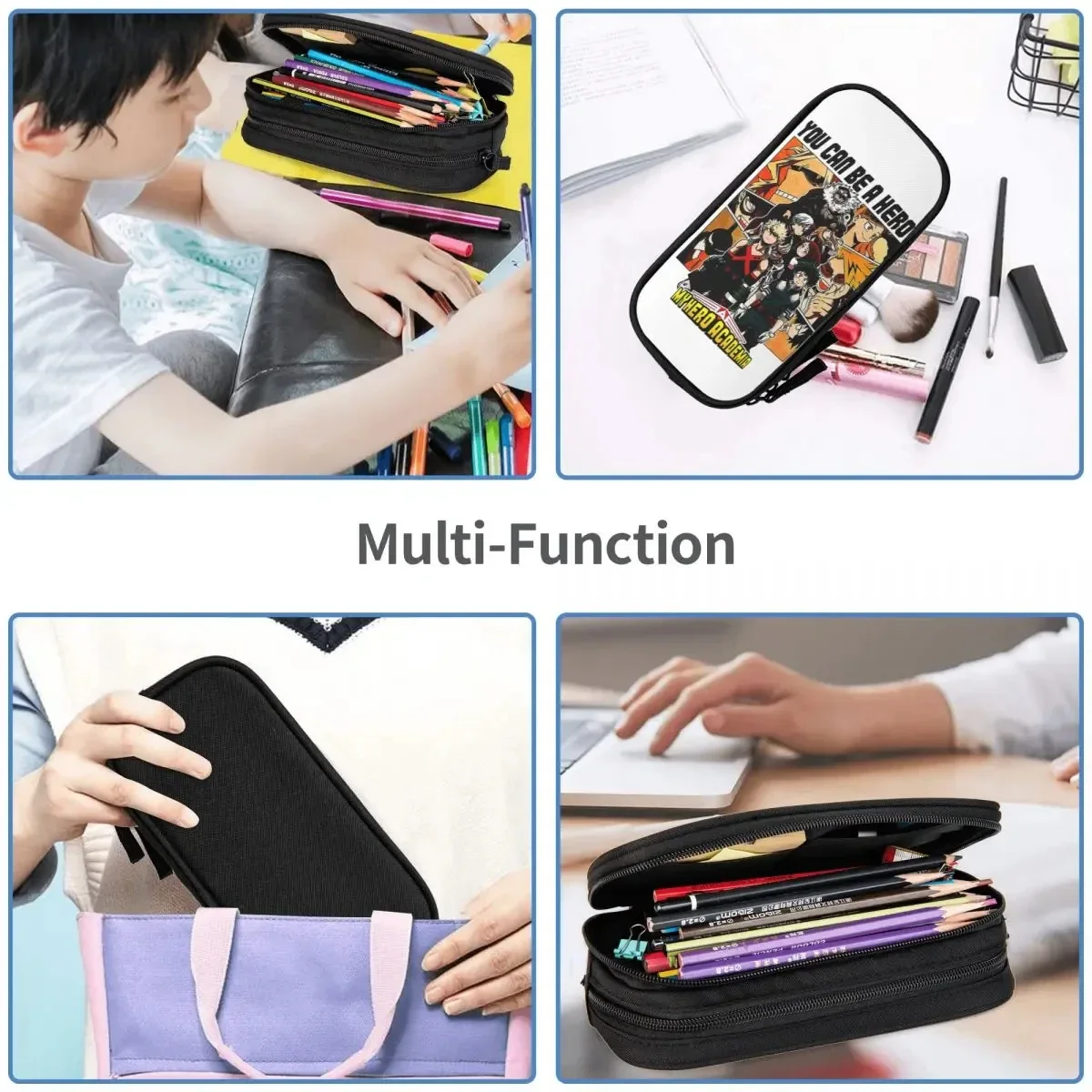 Large-capacity Pencil Case My Hero Academia You Can Be A Hero School Accessories Double Layer Pencil Box Women Makeup Bag Gift