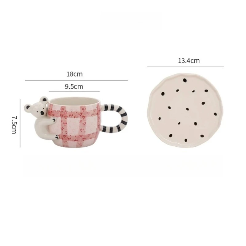 Ceramic mug hot American coffee cup saucer koala cup breakfast milk cup
