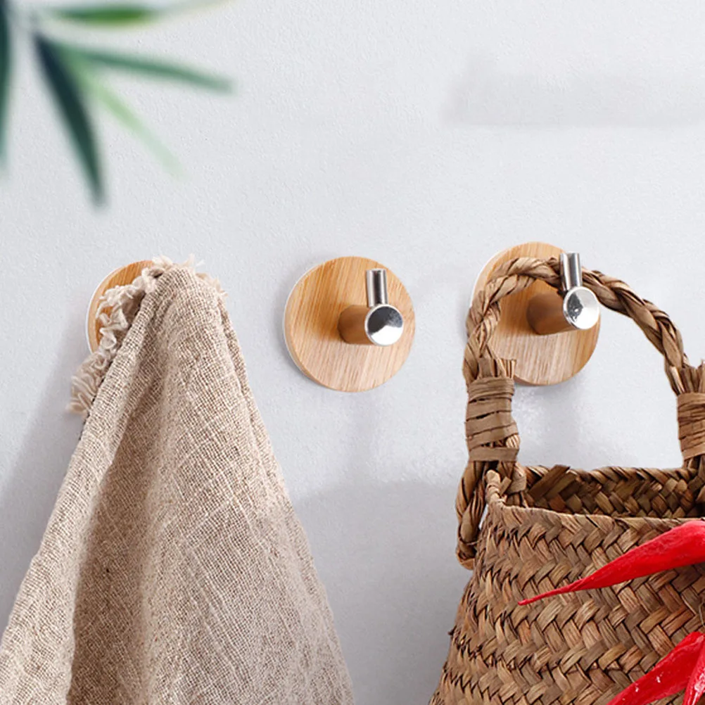 

4Pcs Elegant Silver Bamboo Coat Hangers Strong Adhesive No Drilling Required Home Decor Door Back Hooks Towel Hooks