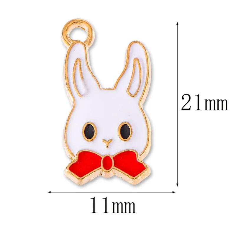 20 pcs/lot Fashion Bow Rabbit Alloy Enamel Pendant Accessories Charms for Women, Earrings/Necklace Handmade DIY Jewelry