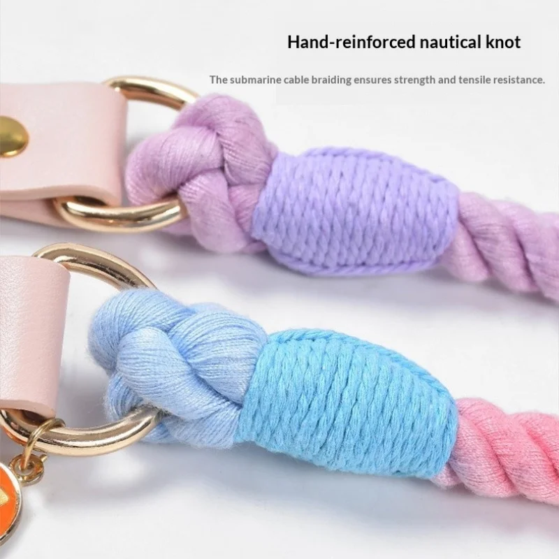 Wholesale Handmade Woven Colorful Pet Dog Leash Set Leather Dog Collar Supplies Cross-Border