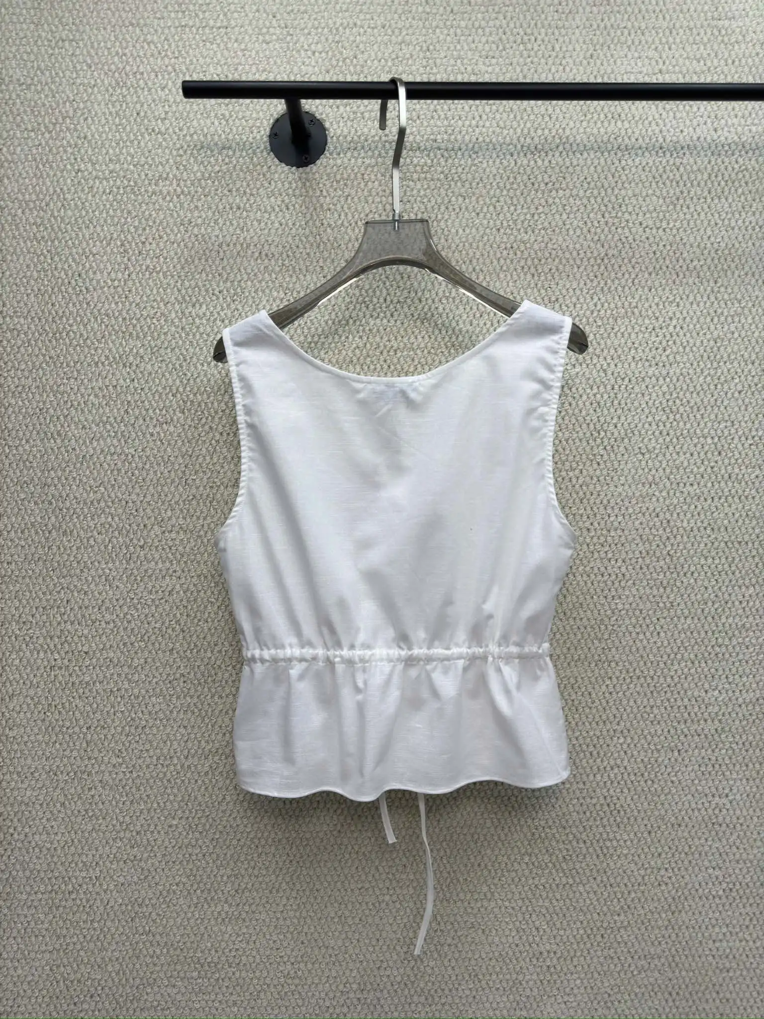 High Quality Pure Color Shirt Style Vest Button up Design Fashionable Embroidery Detailing Versatile Stylish Short Sleeve Top