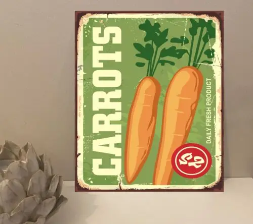 Carrots Vegetables Rustic Retro Metal Plaque Sign Gift House Novelty (mt79)-Aluminum