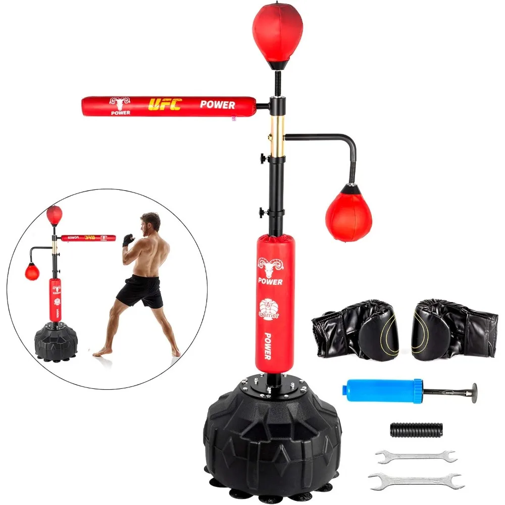 Boxing Speed Trainer, Punching Bag Spinning Bar, Training Boxing Ball with Reflex Bar & Gloves, Solid Speed Punching Bag