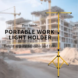 Tripod Stand for Work Light, Flood Light Stand Height Adjustable Aluminum Alloy Job Site Lighting Foldable for Indoor Outdoor