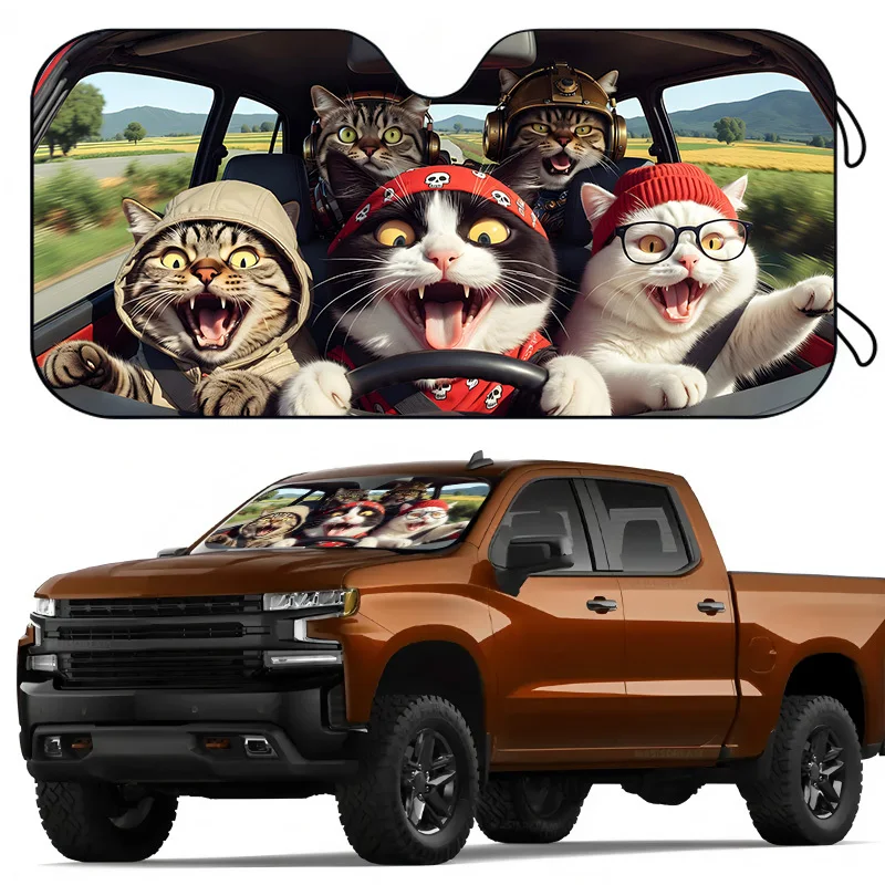 1Pcs Car Windshield Sun Shade, Playful Design, Suitable For Rvs And Suvs