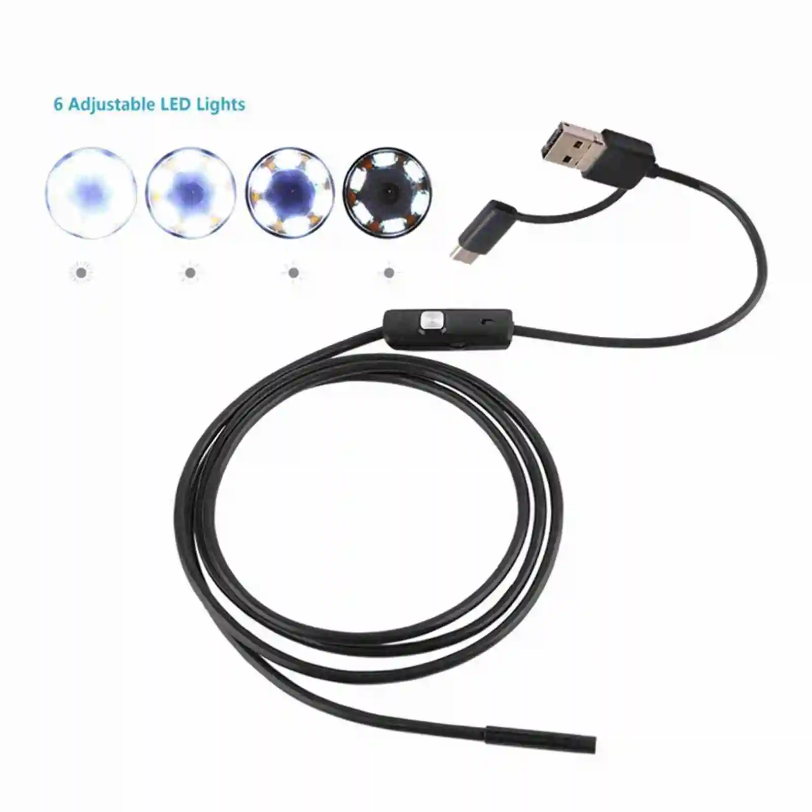 Industrial Endoscope Borescope Inspection Camera 6 LEDs IP67 Waterproof 3in1 USB Interface Endoscope for PC Android Smartphones