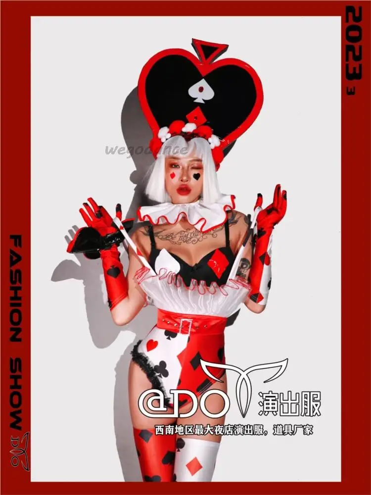 New Sexy Women Bar Nightclub Poker Themed GOGO Interactive Show Performance Clothing