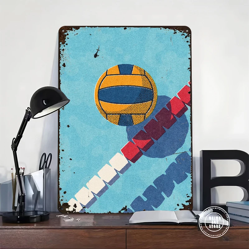 Water Polo - II Lightly 3D Metal Poster Customized Wall Art Vintage Metal Signs for Man Cave Room Ornaments Mancave Decoration