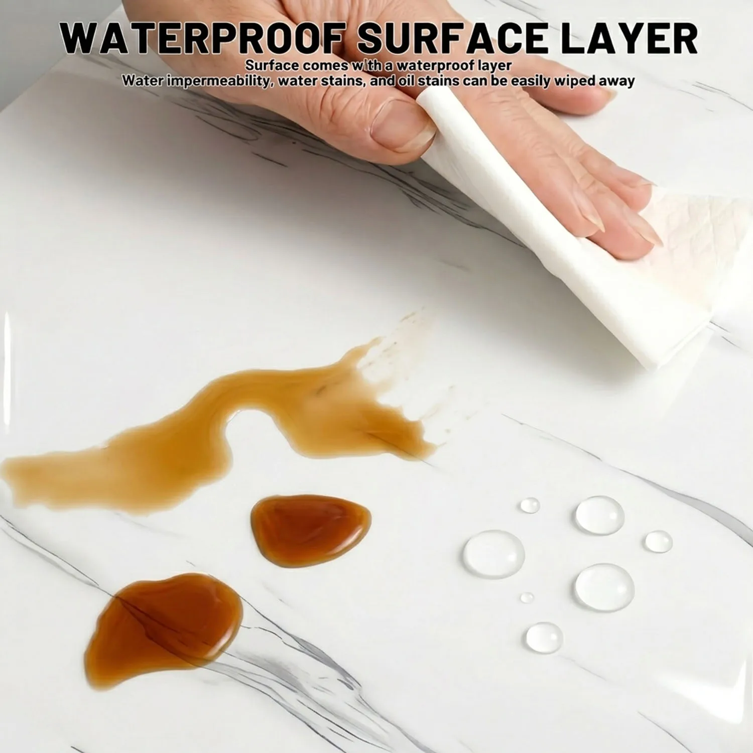 

Marble Peel & Stick Wall Tiles stickers - Thick Self-Adhesive Removable Decals for Kitchen Bathroom Oil-Resistant Home Decor