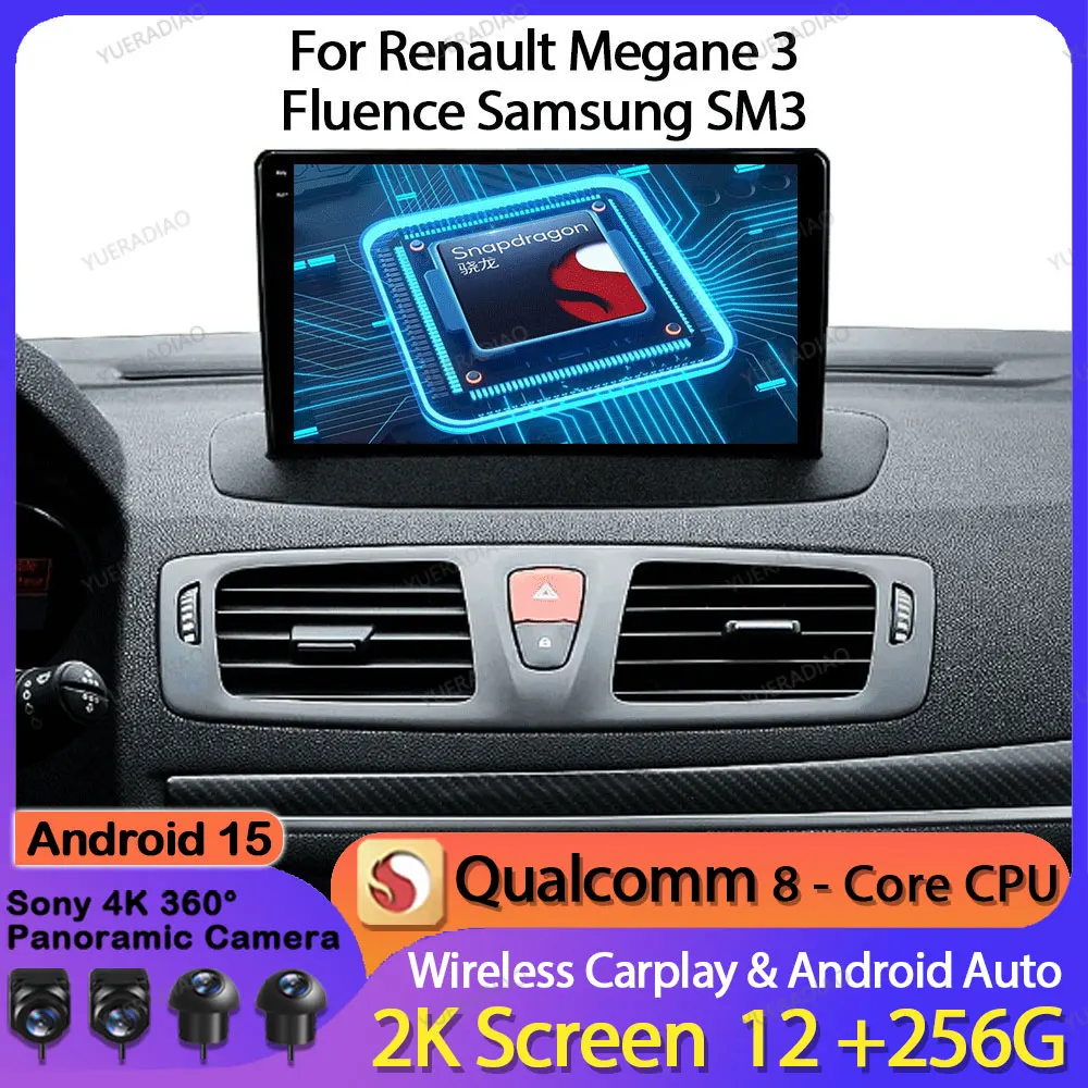 

Android 15 Car Radio For Renault Megane 3 Fluence Samsung SM3 2008 - 2014 Multimedia Video Player Qualcomm GPS NAVI BT 2DIN QLED